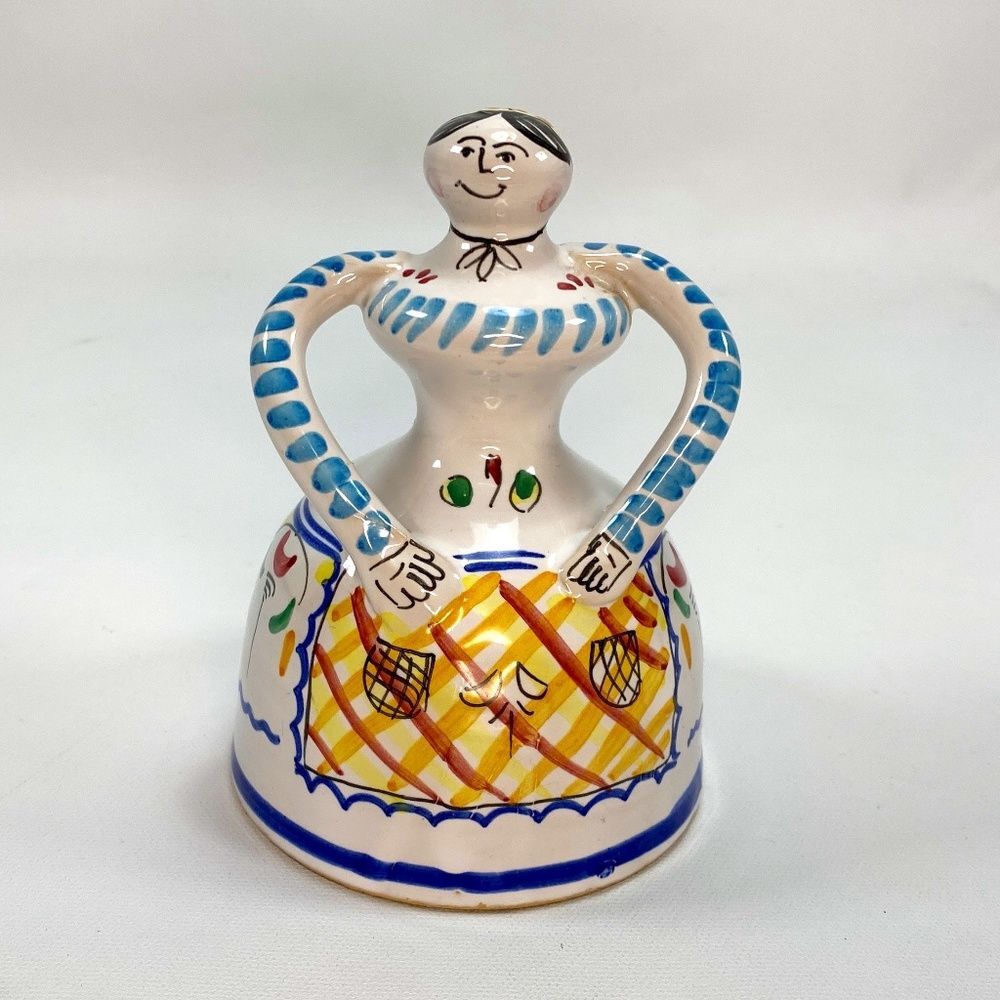 Artigua "Casa Talavera" Lady Figurine Clay Bell Madrid Spain 5 1/2" Hand Paint